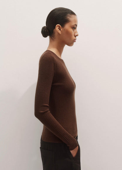 ME+EM Brown Barely There Sweater