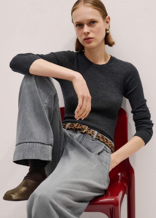 ME+EM Gray Barely There Sweater