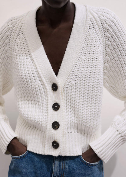 ME+EM White Chunky Raglan Relaxed Weekend Cardigan