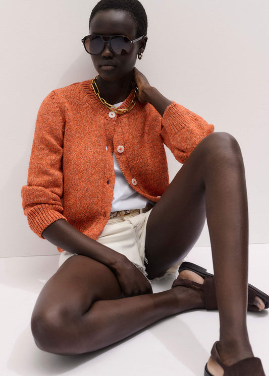 ME+EM Orange Relaxed Crew Cardigan