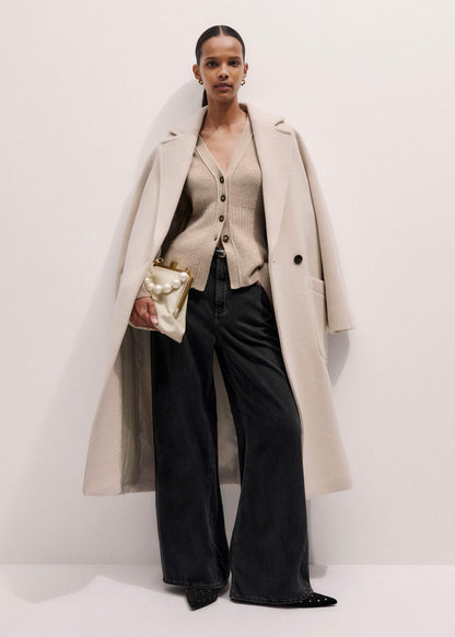 ME+EM Brown Merino Cashmere Contour Cardigan