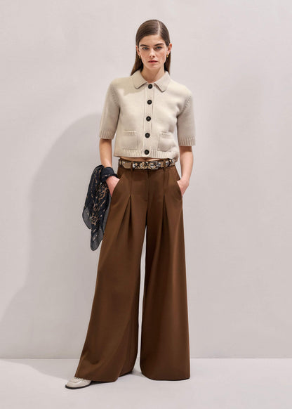 ME+EM Cream Merino Cashmere Cropped Knit Jacket