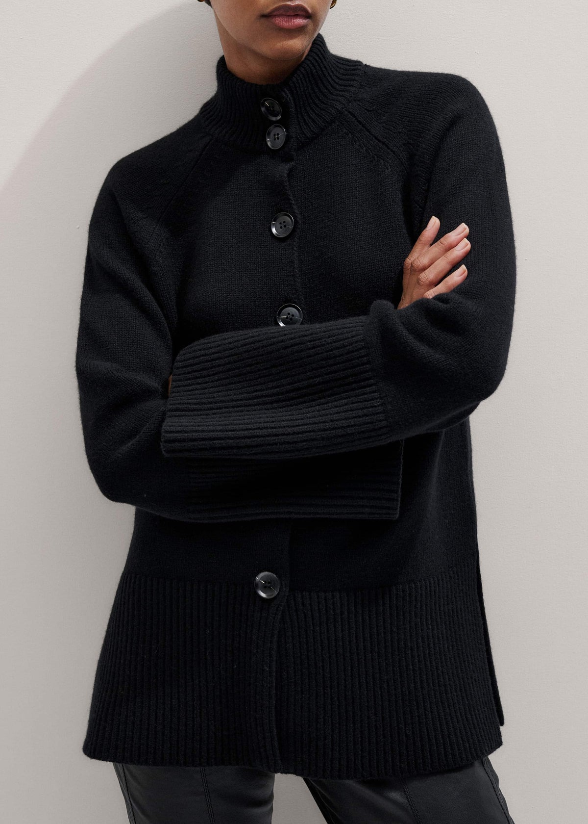 ME+EM Black Button-Through Longline Cardigan
