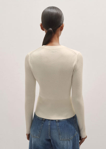 ME+EM Cream Milano Knit Two-Way Zip Cardigan