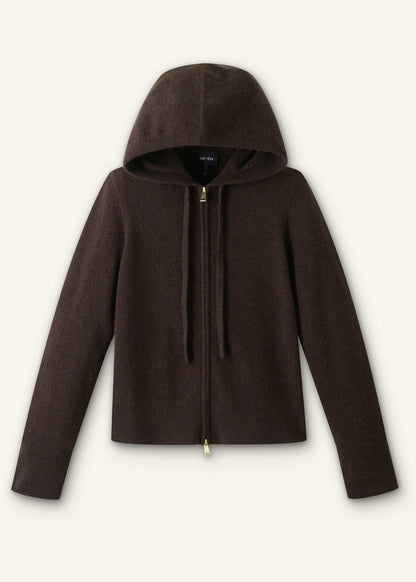 ME+EM Brown Cashmere Two Way Zip Straight Hoodie