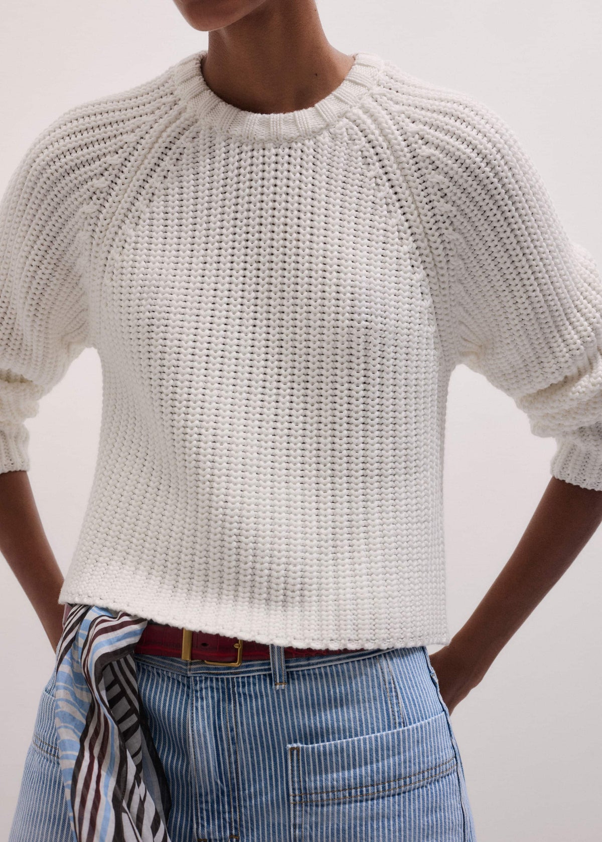 ME+EM White Chunky Raglan Relaxed Weekend Sweater