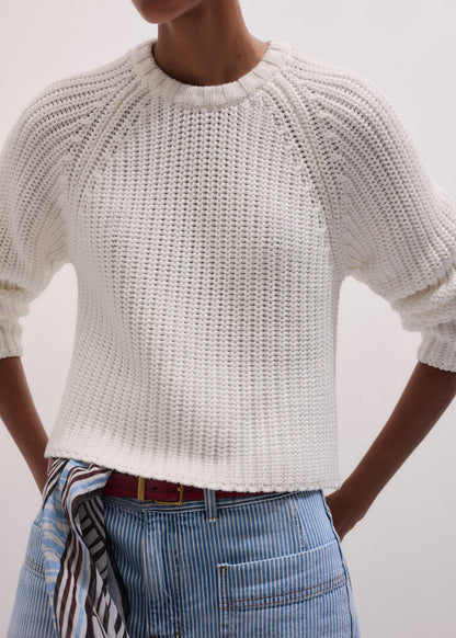 ME+EM White Chunky Raglan Relaxed Weekend Sweater