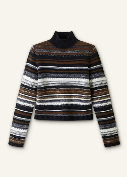 ME+EM Black Textured Stitch Relaxed High Neck Sweater