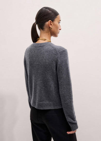 ME+EM Gray Cashmere Relaxed Crop Sweater