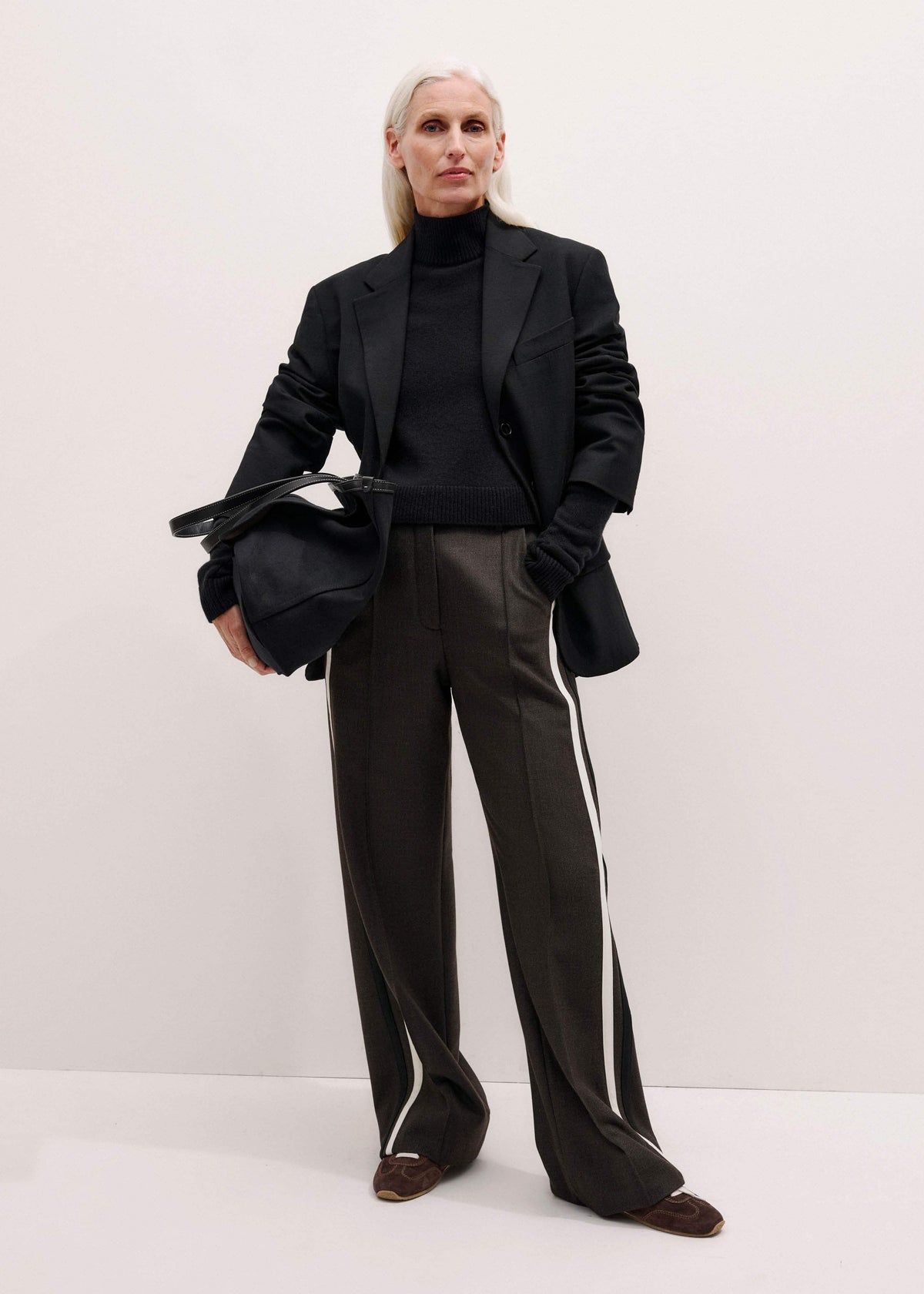 ME+EM Black High Neck Crop Sweater