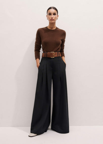 ME+EM Brown Cashmere Relaxed Crop Sweater