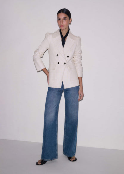 ME+EM Ivory Slim Feminine Sleeve Blazer