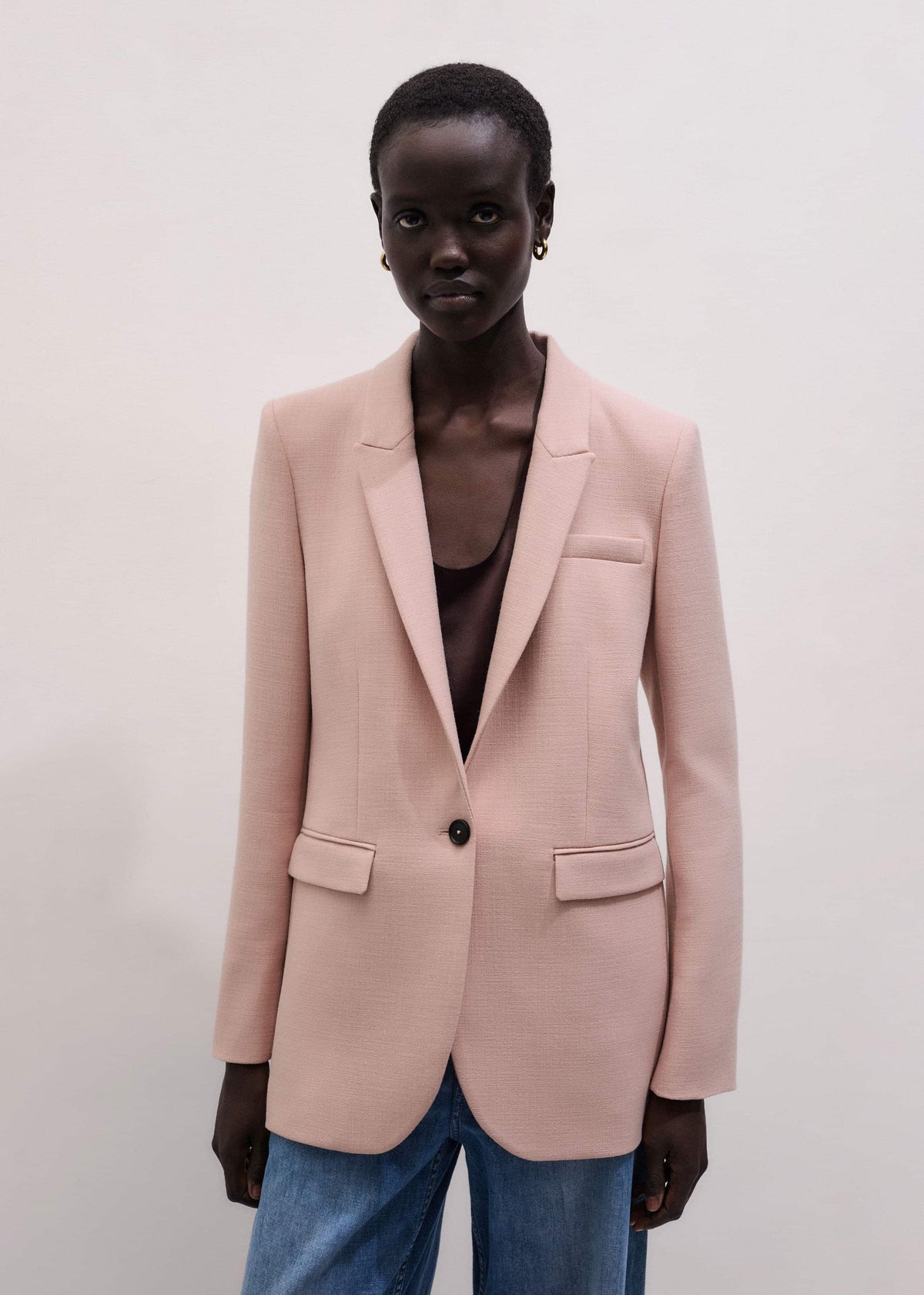 ME+EM Pink Sharp Shoulder Blazer