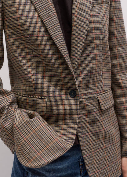 ME+EM Brown Check Sharp Shoulder Blazer