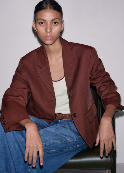 ME+EM Cinnamon Brown Oversized Short Blazer