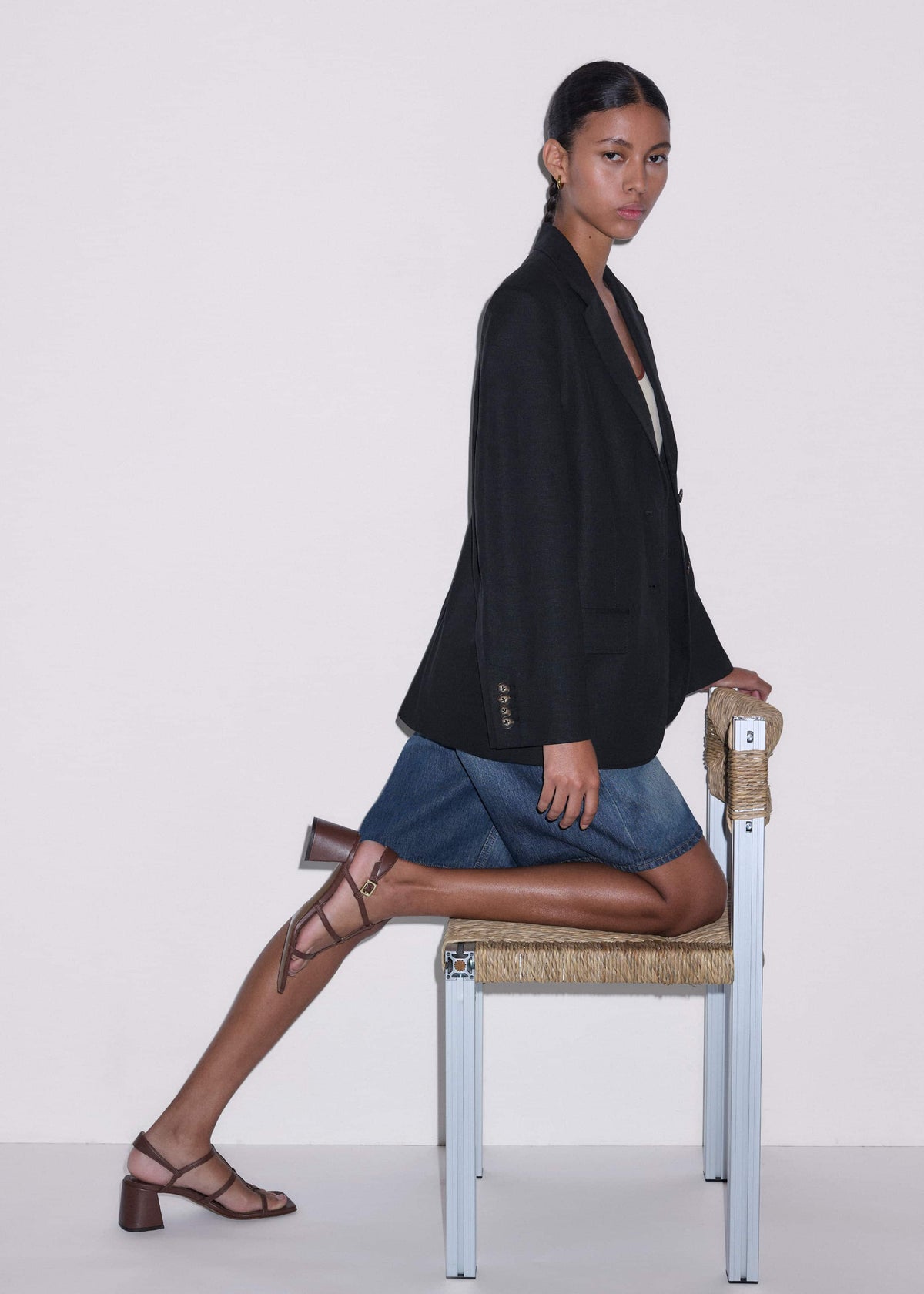 ME+EM Black Summer Oversized Blazer