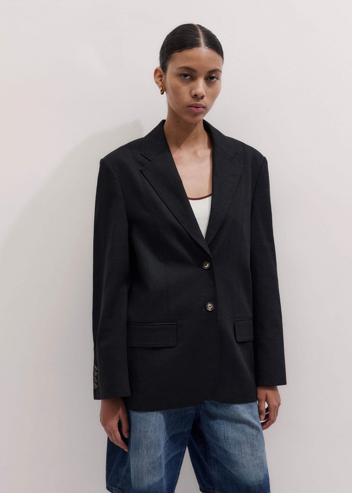 ME+EM Black Summer Oversized Blazer