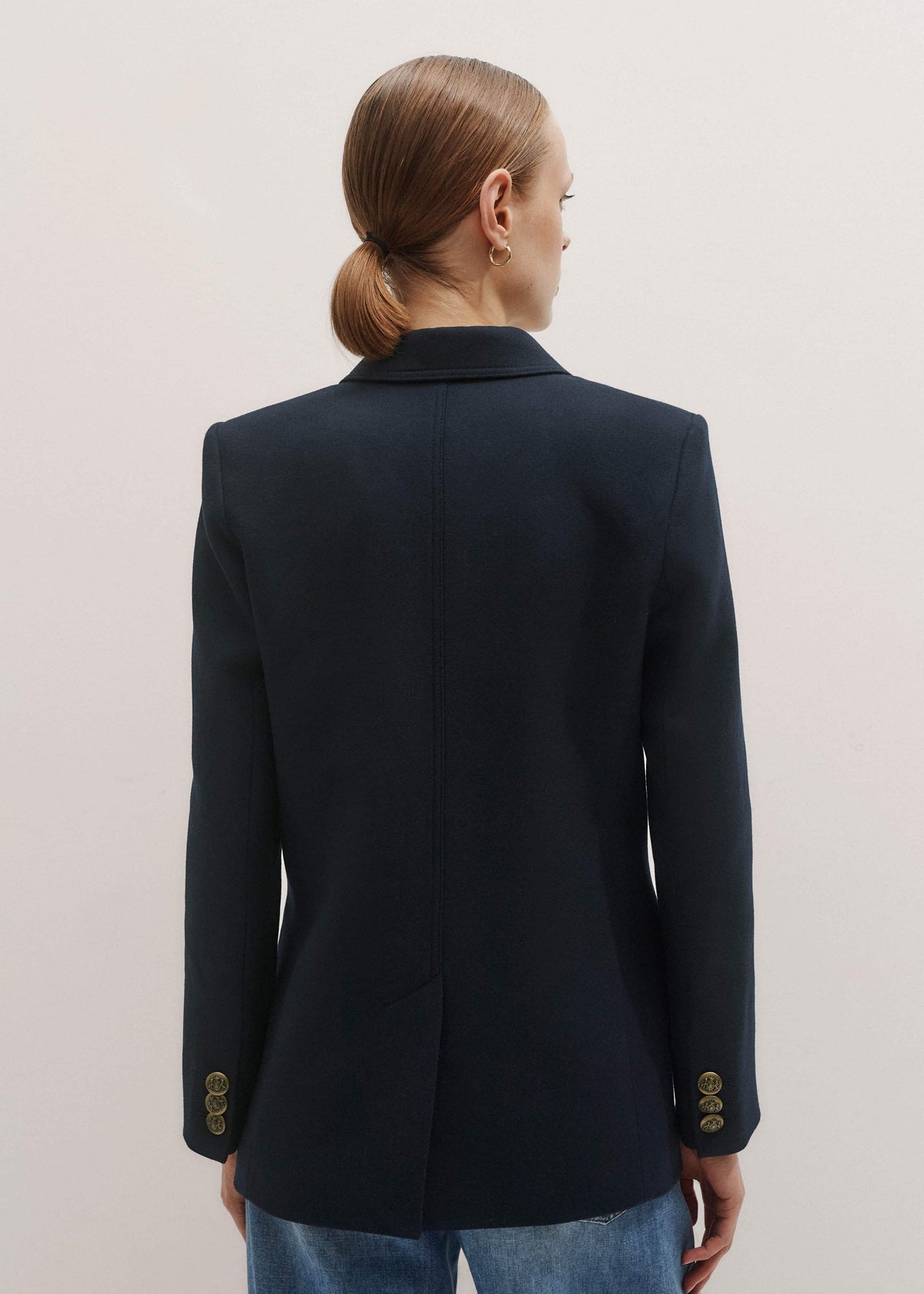 ME+EM Navy Sharp Shoulder Blazer