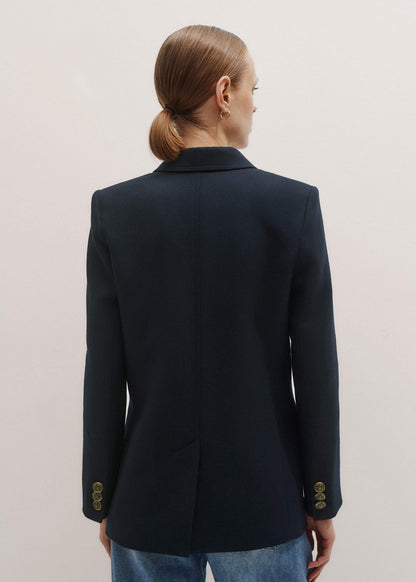 ME+EM Navy Sharp Shoulder Blazer