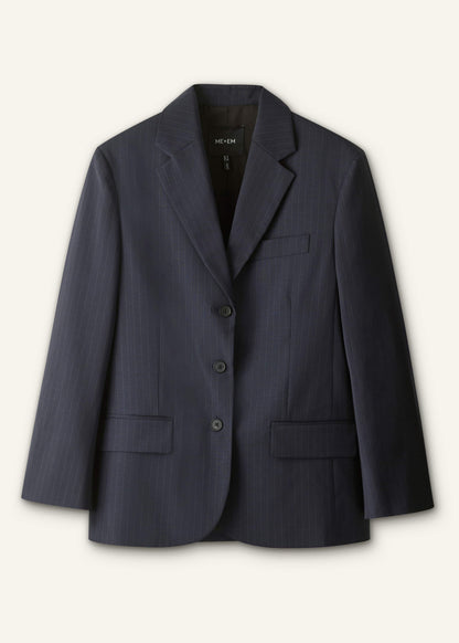ME+EM Navy Pinstripe Oversized Blazer