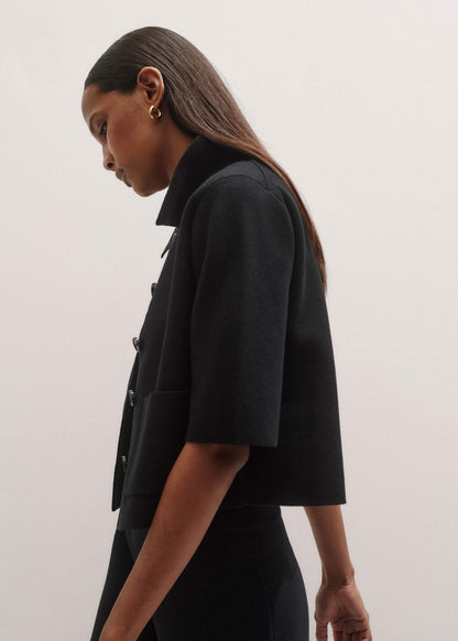 ME+EM Black Milano Knit Short Sleeve Jacket