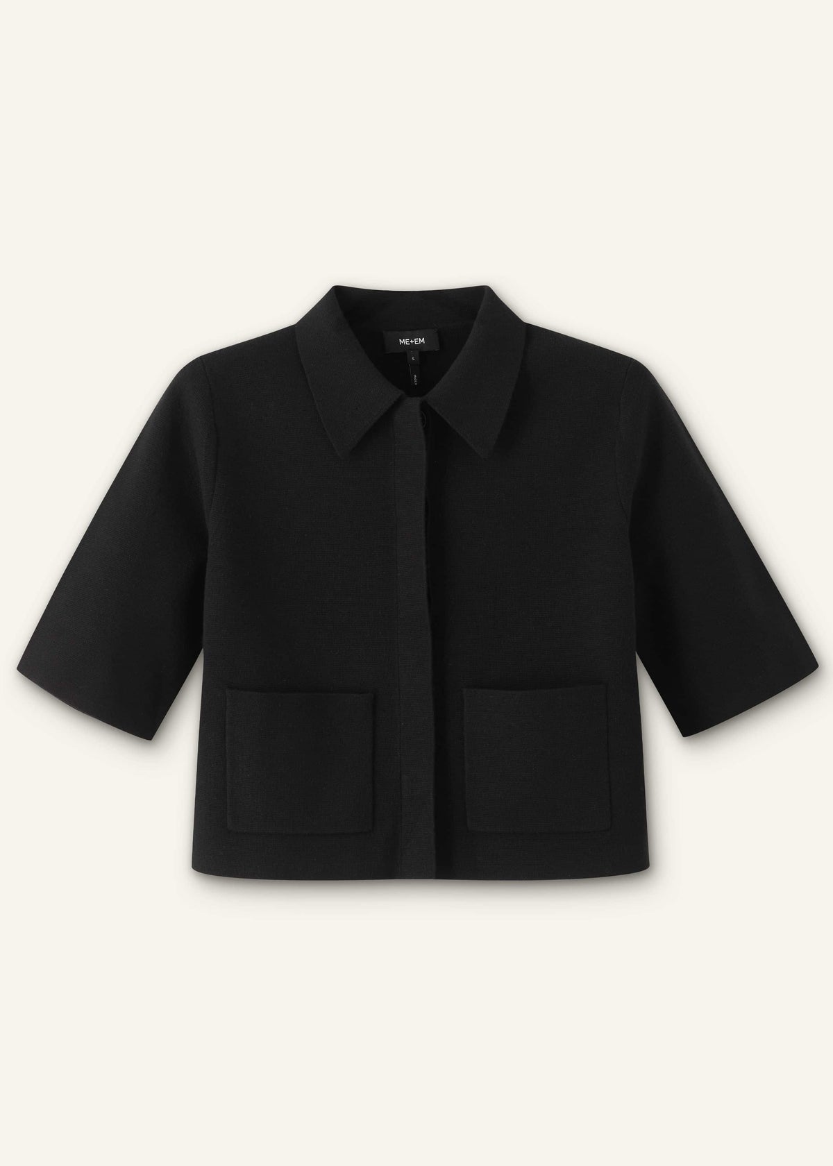 ME+EM Black Milano Knit Short Sleeve Jacket
