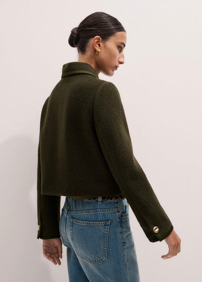 ME+EM Olive Green Straight Crop Jacket