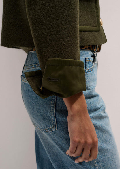 ME+EM Olive Green Straight Crop Jacket