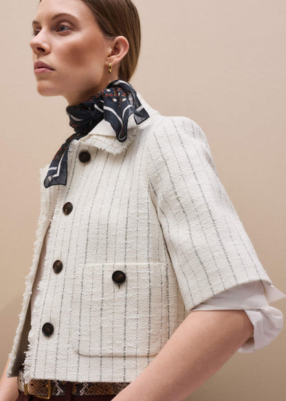 ME+EM Ivory Stripe Crop Jacket