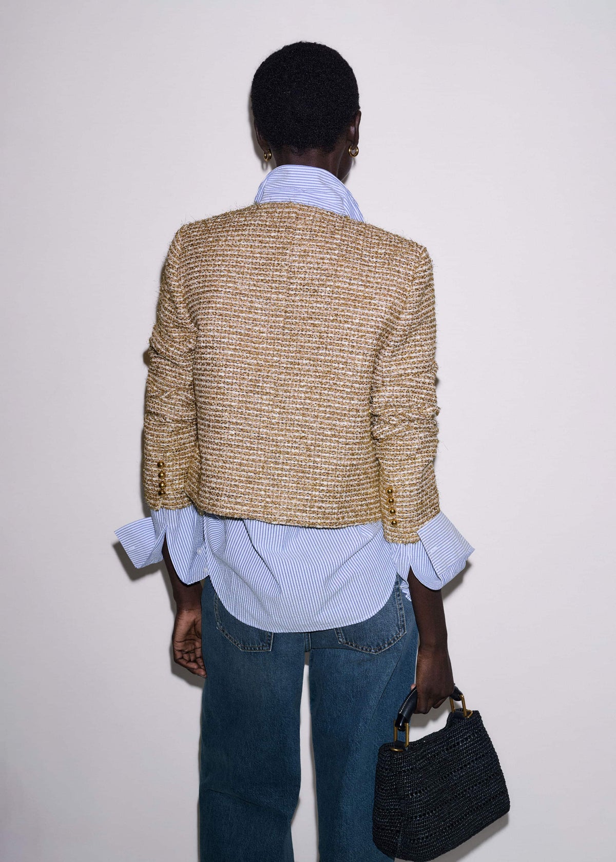 ME+EM Gold Metallic Crop Evening Jacket