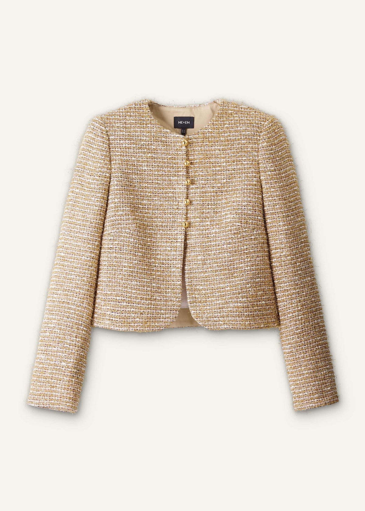 ME+EM Gold Metallic Crop Evening Jacket