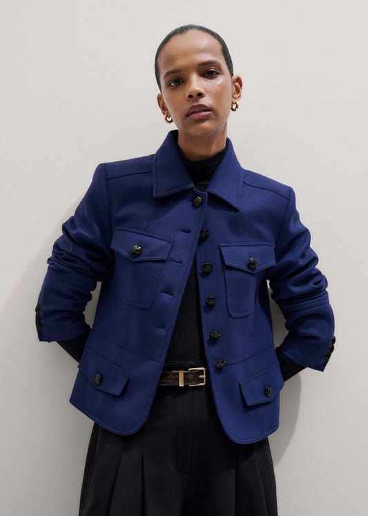 ME+EM Blue Fitted Military Jacket