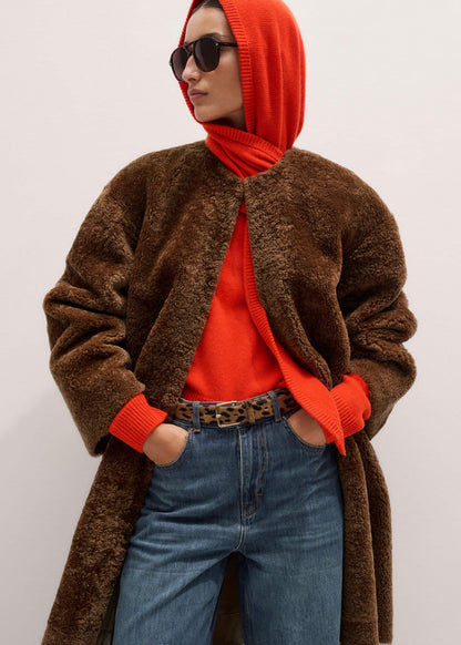 ME+EM Brown Shearling Coat