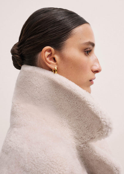 ME+EM Cream Reversible Shearling Coat + Belt