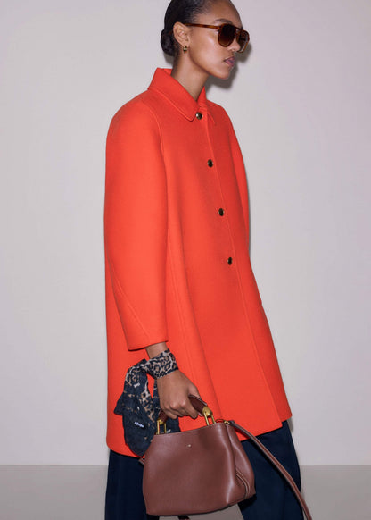 ME+EM Orange Sculptural Sleeve Swing Coat