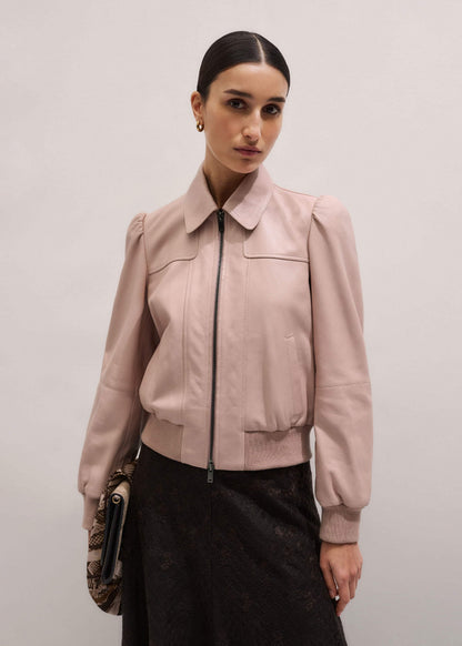 ME+EM Pink Luxe Feminine Bomber Jacket
