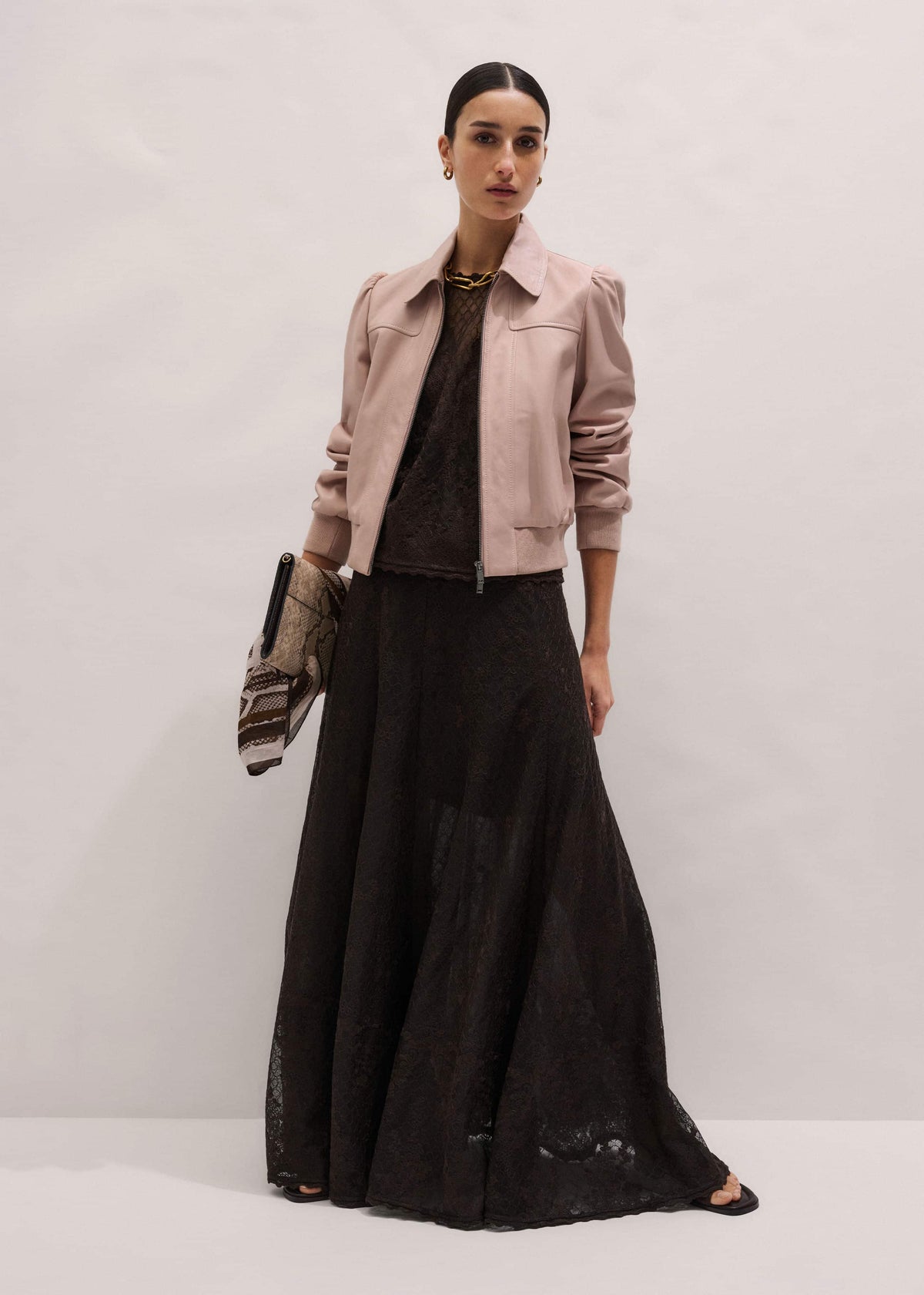 ME+EM Pink Luxe Feminine Bomber Jacket