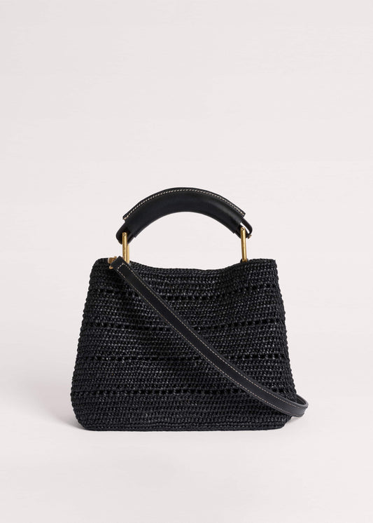 ME+EM Black Raffia Mini Day Bag