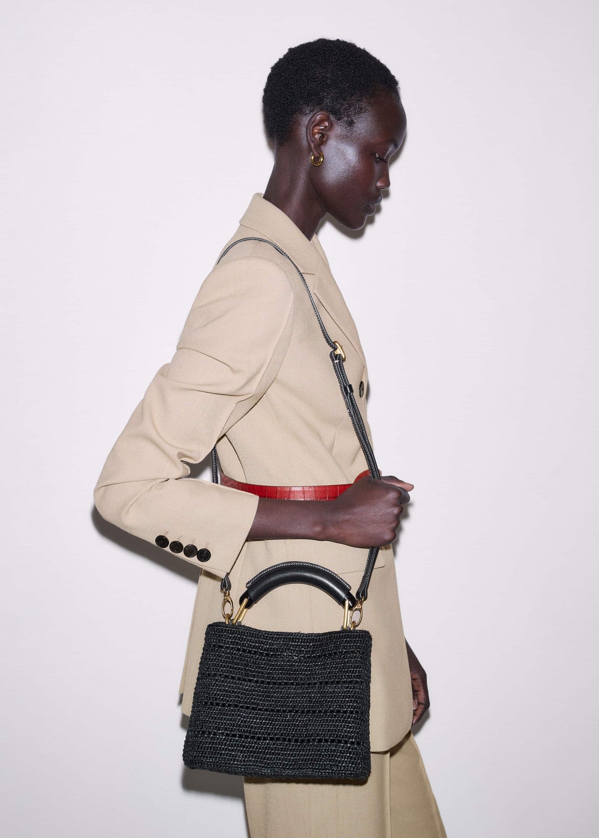 ME+EM Black Raffia Mini Day Bag