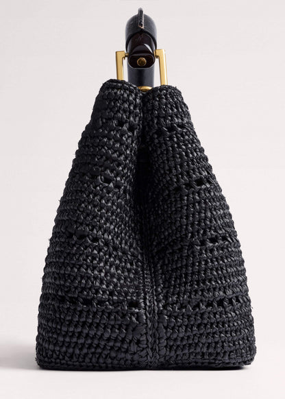 ME+EM Black Raffia Mini Day Bag