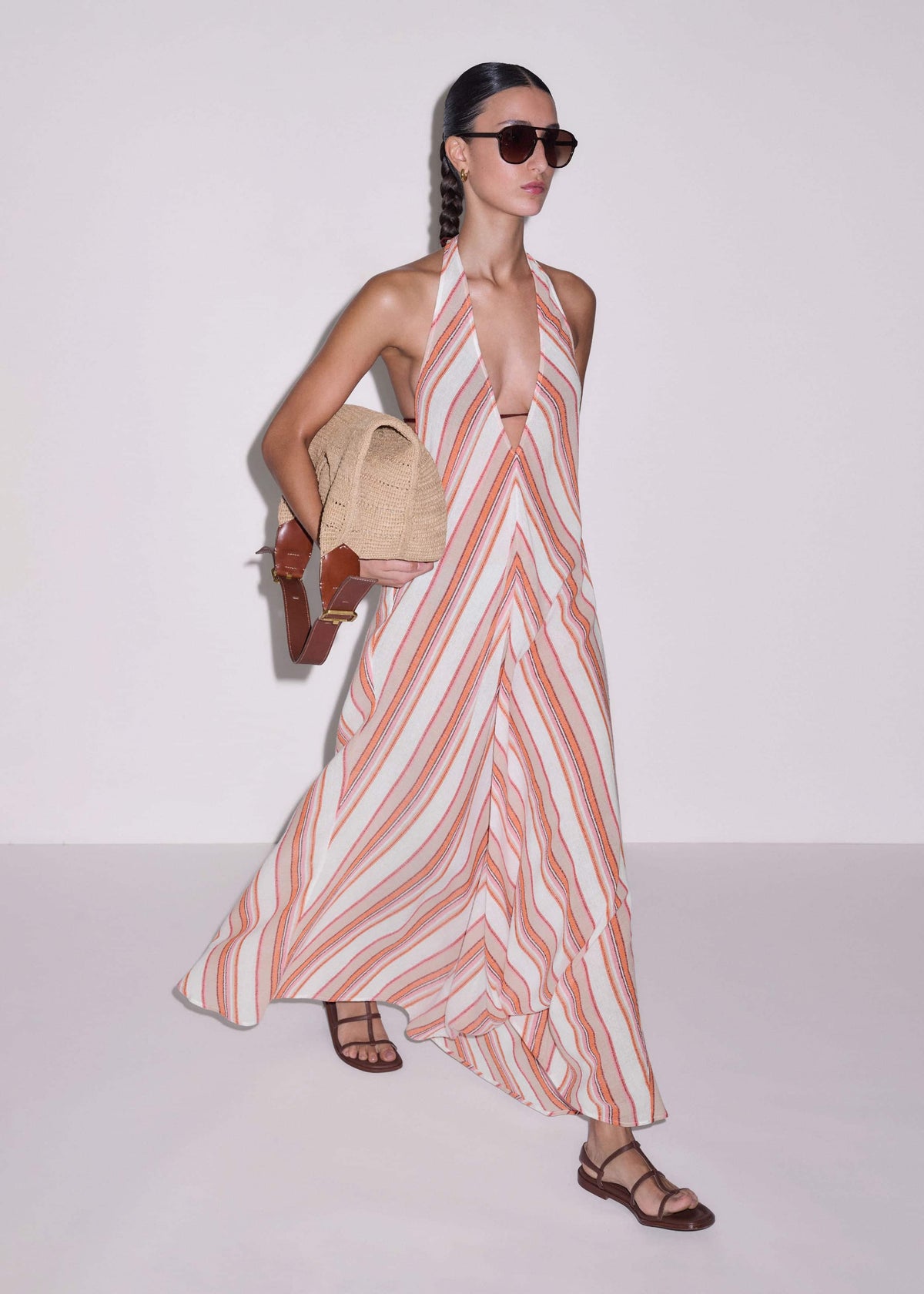 ME+EM Pink Halter Maxi Beach Dress