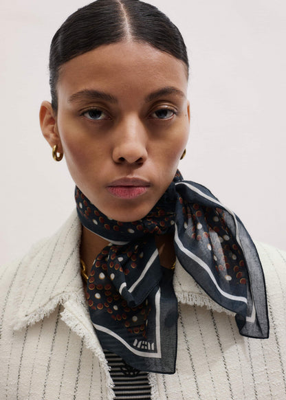ME+EM Black Dotted Border Scarf