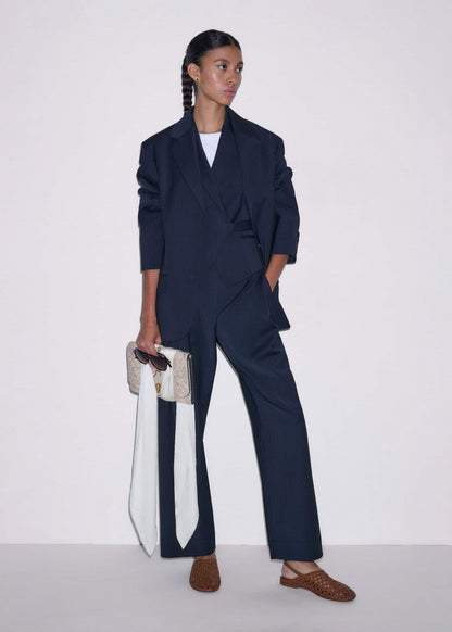 ME+EM Navy Pinstripe Wrap Vest