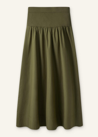ME+EM Olive Green Mixed Media Maxi Skirt