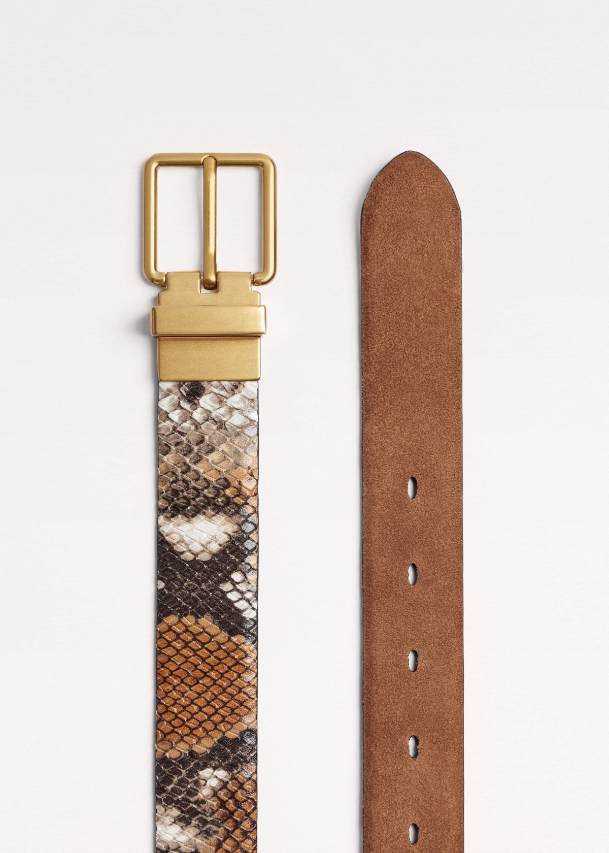 ME+EM Tan Snake Print Reversible Belt