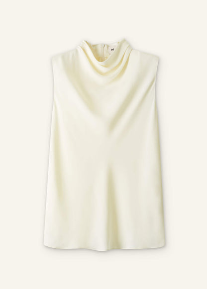 ME+EM Cream Silk Elevated Cowl Neck Top