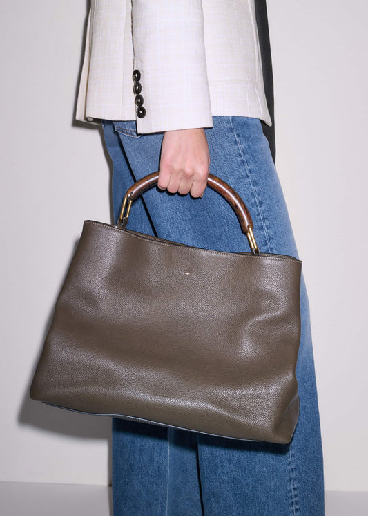 ME+EM Olive Green Leather Soft Constructed Day Bag