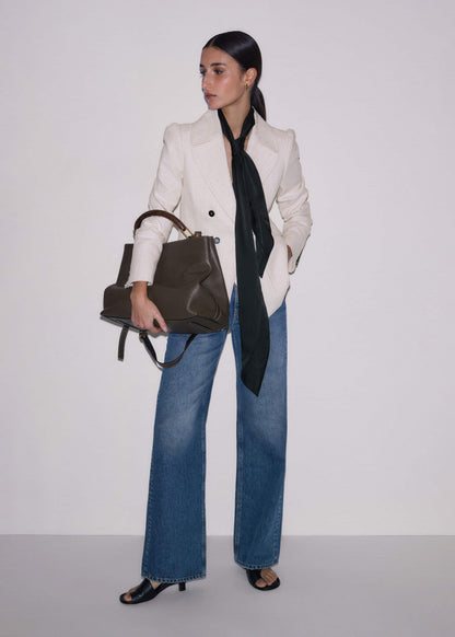 ME+EM Olive Green Leather Soft Constructed Day Bag