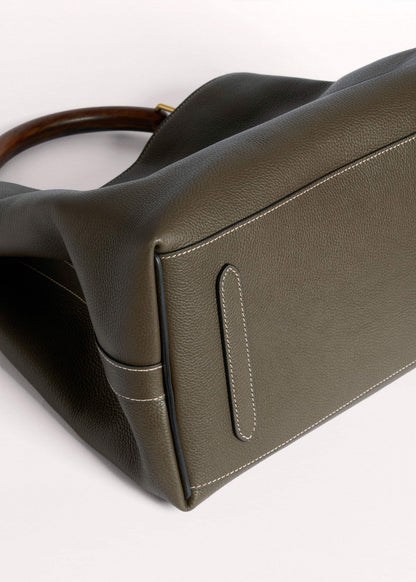 ME+EM Olive Green Leather Soft Constructed Day Bag