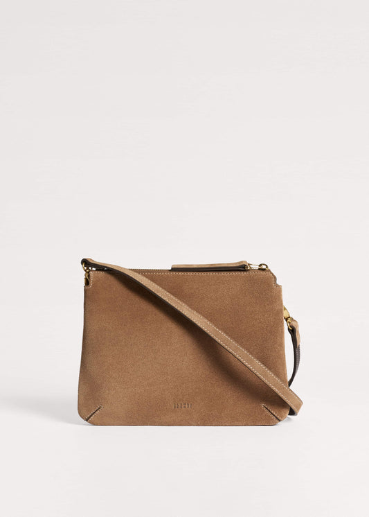 ME+EM Brown Suede Double Pouch Crossbody Bag